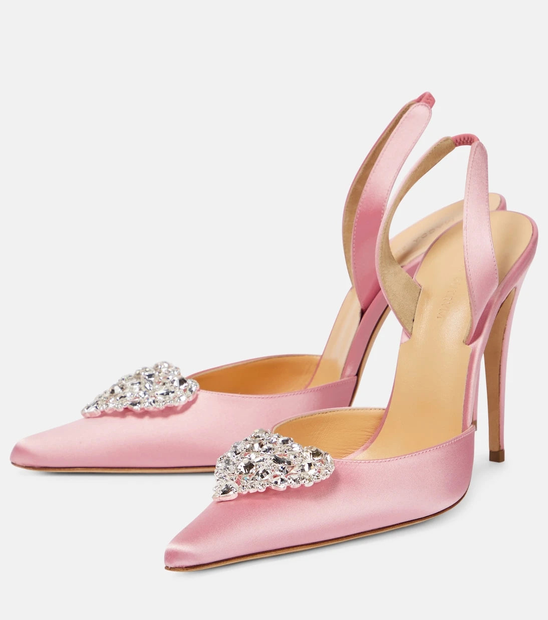 Magda Butrym - Crystal-embellished satin slingback pumps