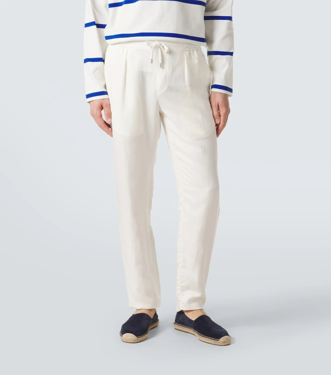 Ralph Lauren Purple Label - بنطال مستقيم من الحرير والكتان