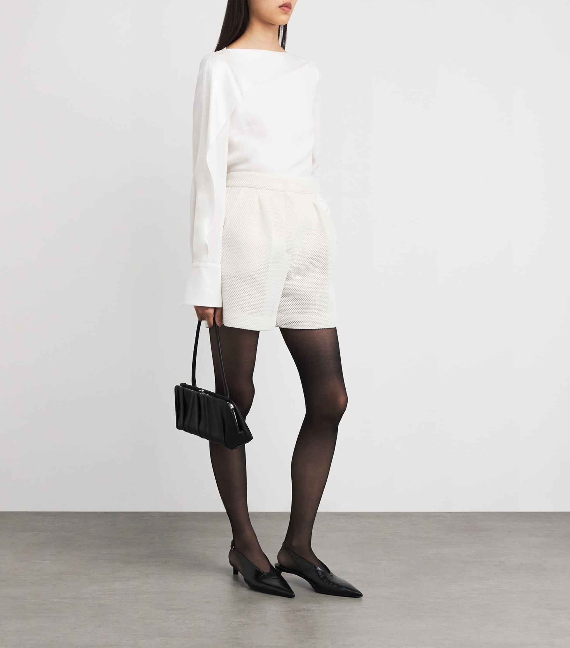 Max Mara White Mesh Jersey Shorts