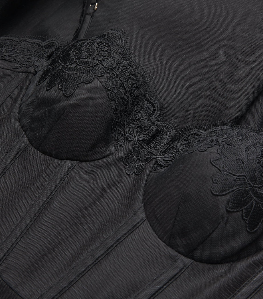 Linen-Silk Hypnotic Midi Dress