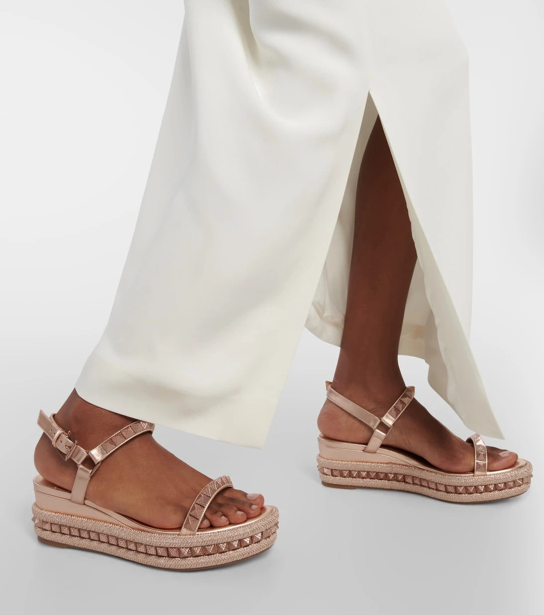 Christian Louboutin - Pyra Clou leather espadrille wedges
