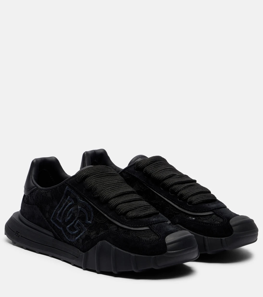 Dolce&Gabbana - Runner leather-trimmed lace sneakers