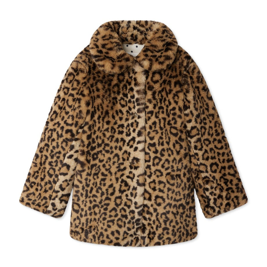 Bonpoint Faux Fur Leopard Print Coat (4-8 Years)