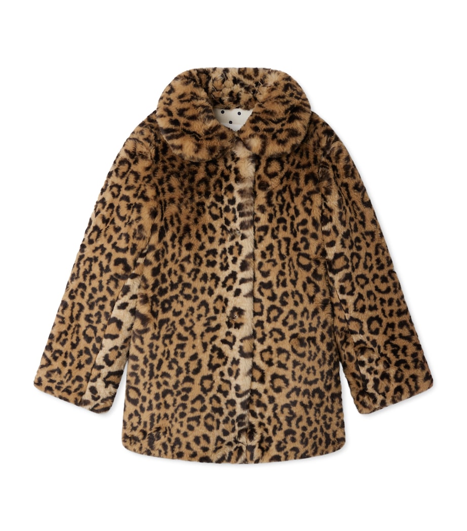 Bonpoint Faux Fur Leopard Print Coat (4-8 Years)