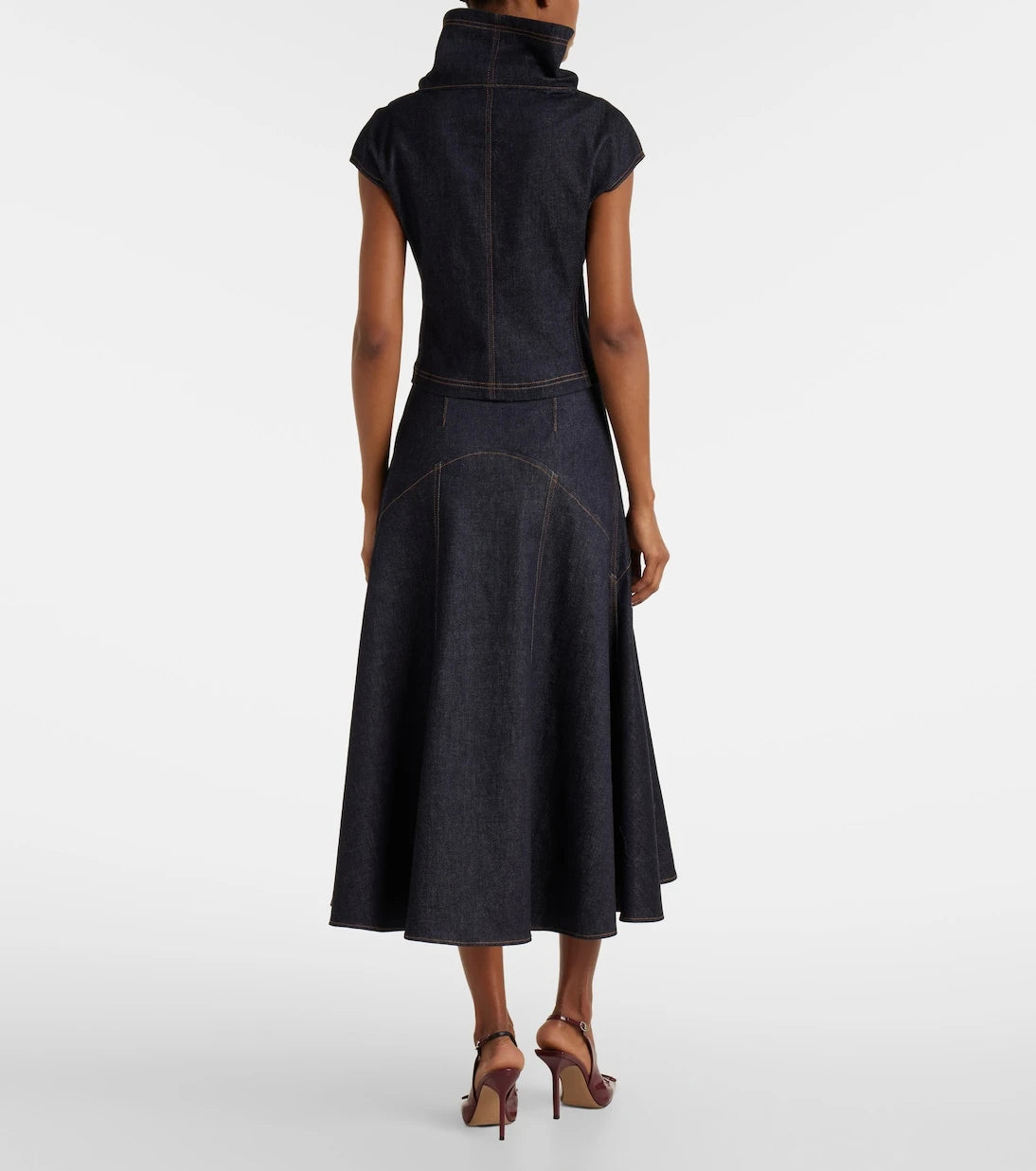 Jacquemus - Triangle De-Nîmes denim midi skirt