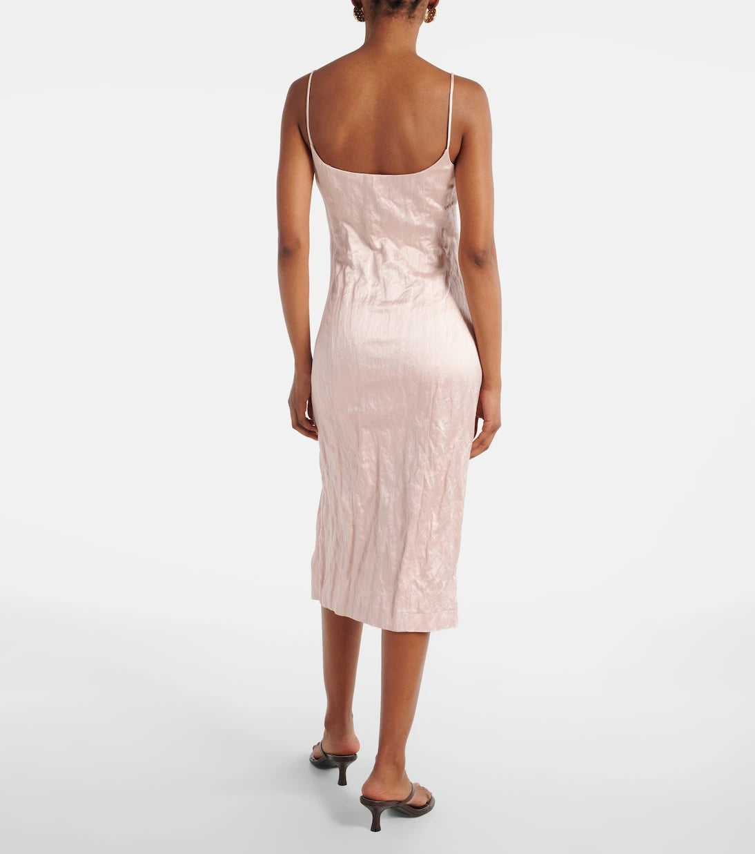 Blumarine - Floral-appliqué satin midi dress