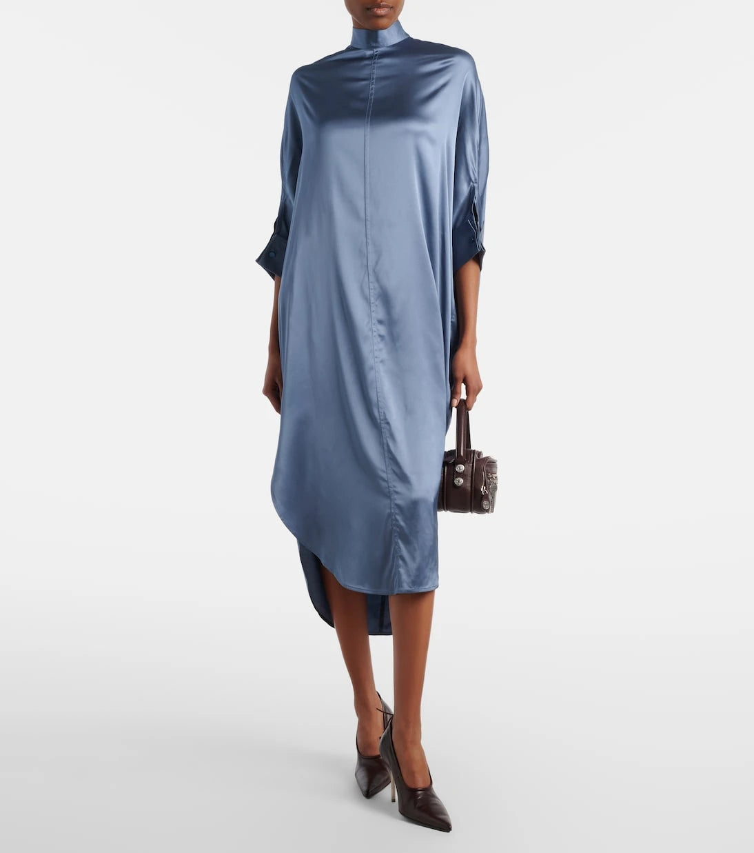 Acne Studios - Asymmetric scarf-detail satin midi dress