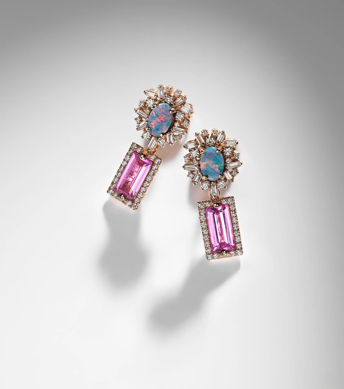 Suzanne Kalan - 18kt rose gold drop earrings with gemstones