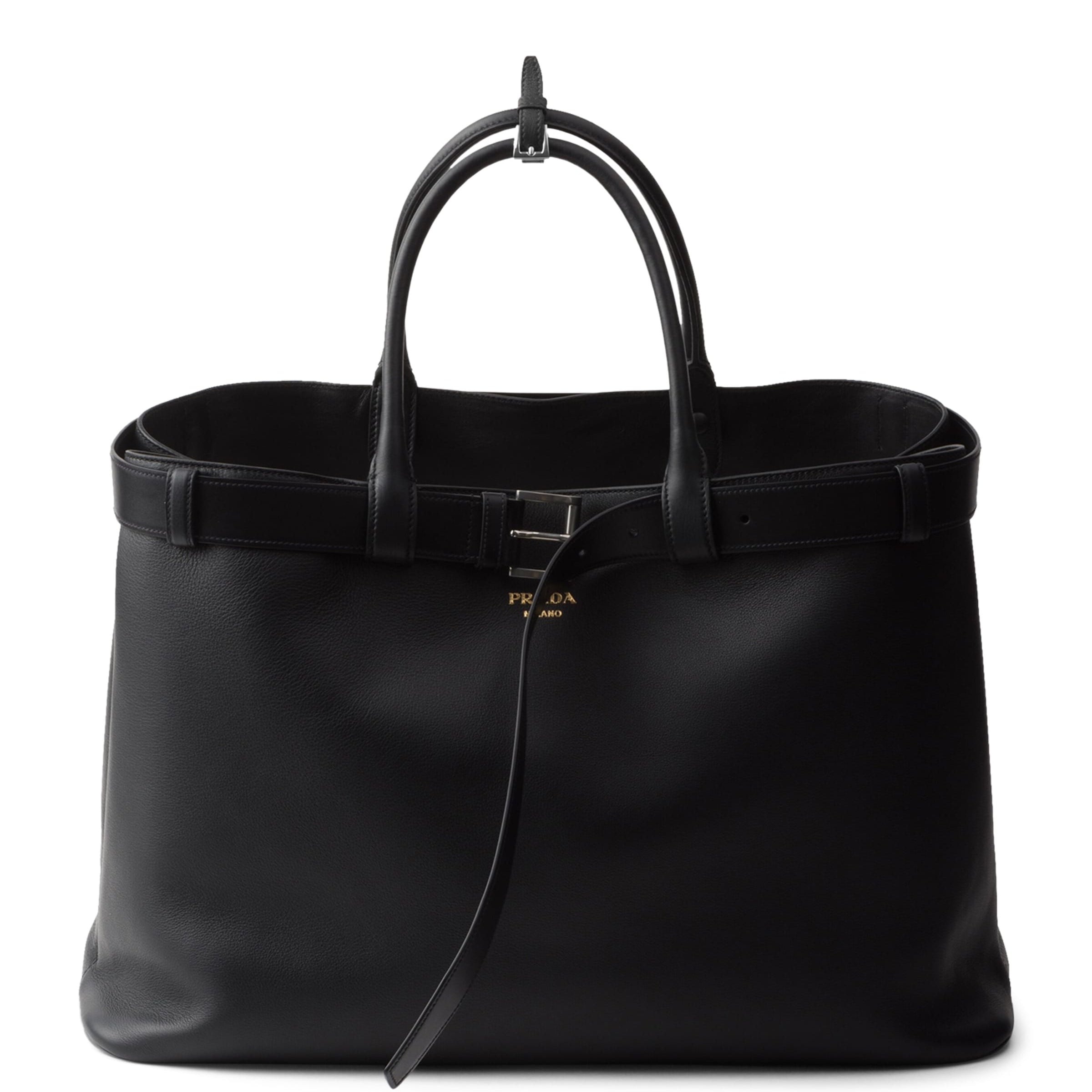 Prada Leather Buckle Tote Bag