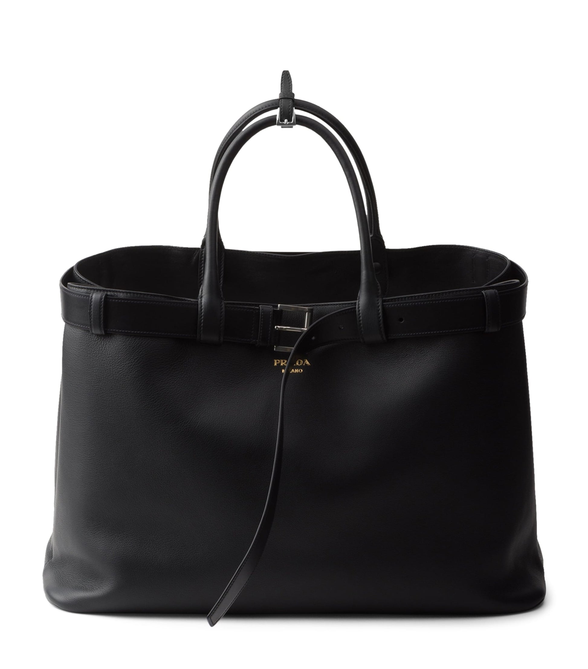 Prada Leather Buckle Tote Bag
