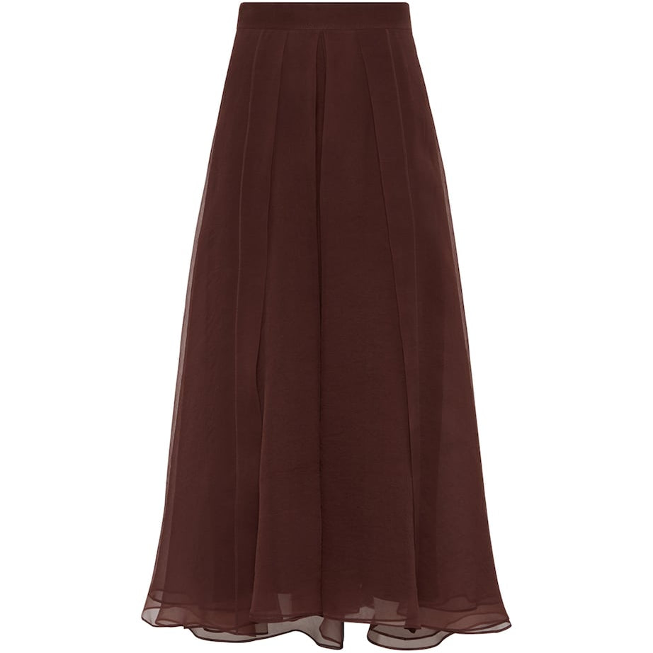 Brunello Cucinelli Red Silk Panelled Circle Skirt