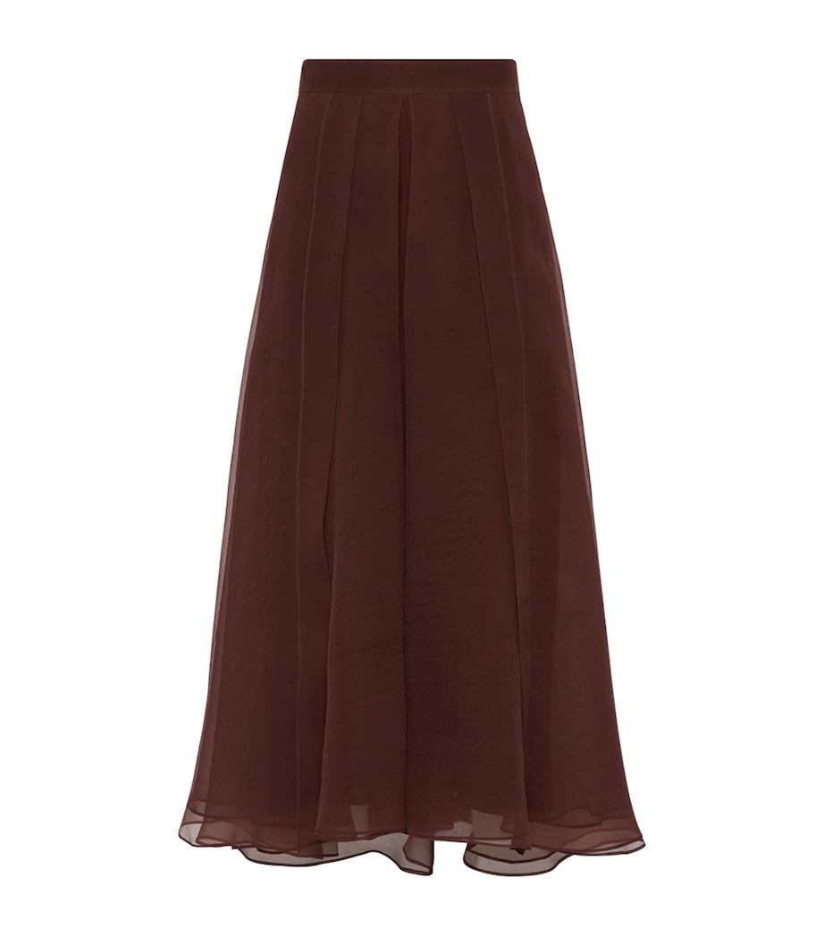 Brunello Cucinelli Red Silk Panelled Circle Skirt