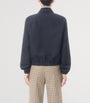 Valentino Garavani Blue Wool-Blend VLogo Bomber Jacket