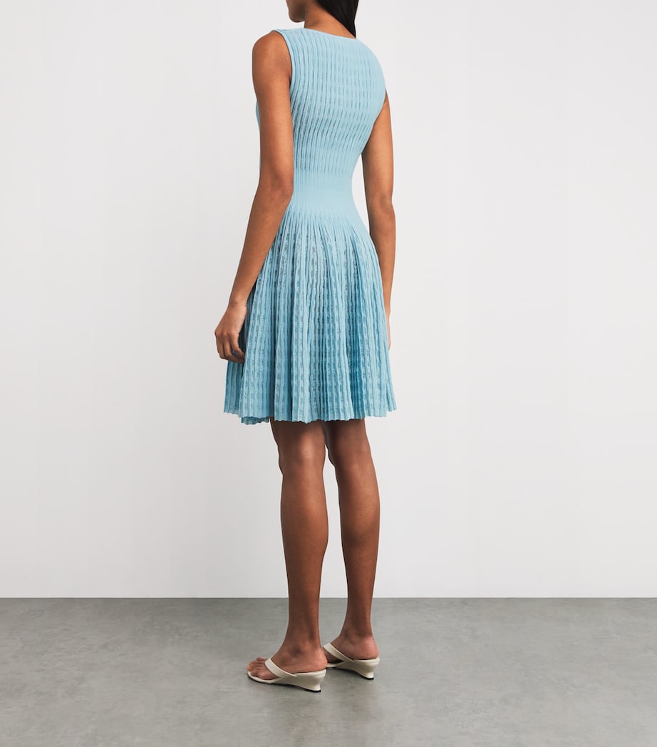 VALENTI Blue Textured Knitted Mini Dress