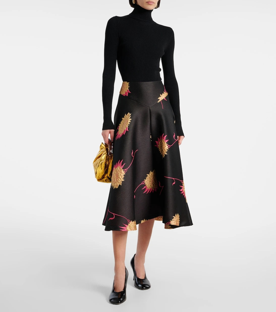 La DoubleJ - Milano jacquard satin midi skirt