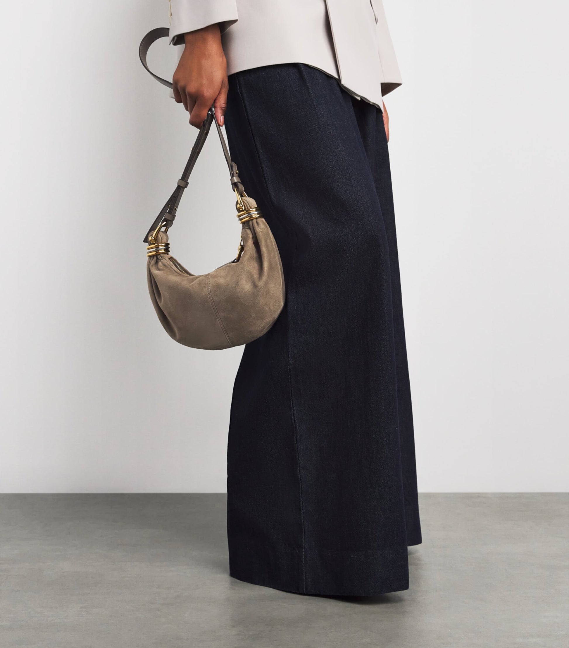 Chloé Grey Mini Suede Bracelet Hobo Bag