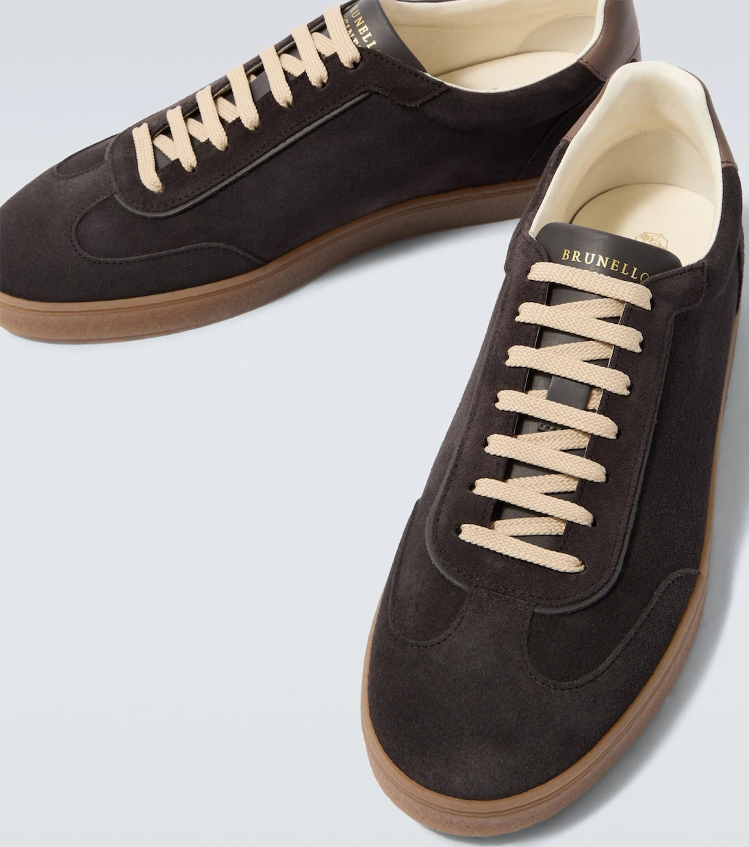 Brunello Cucinelli - Leather-trimmed suede sneakers