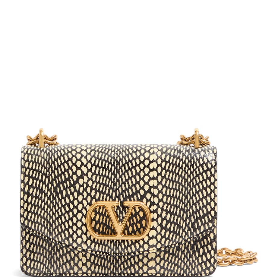 Valentino Garavani Small Snakeskin Vain Shoulder Bag