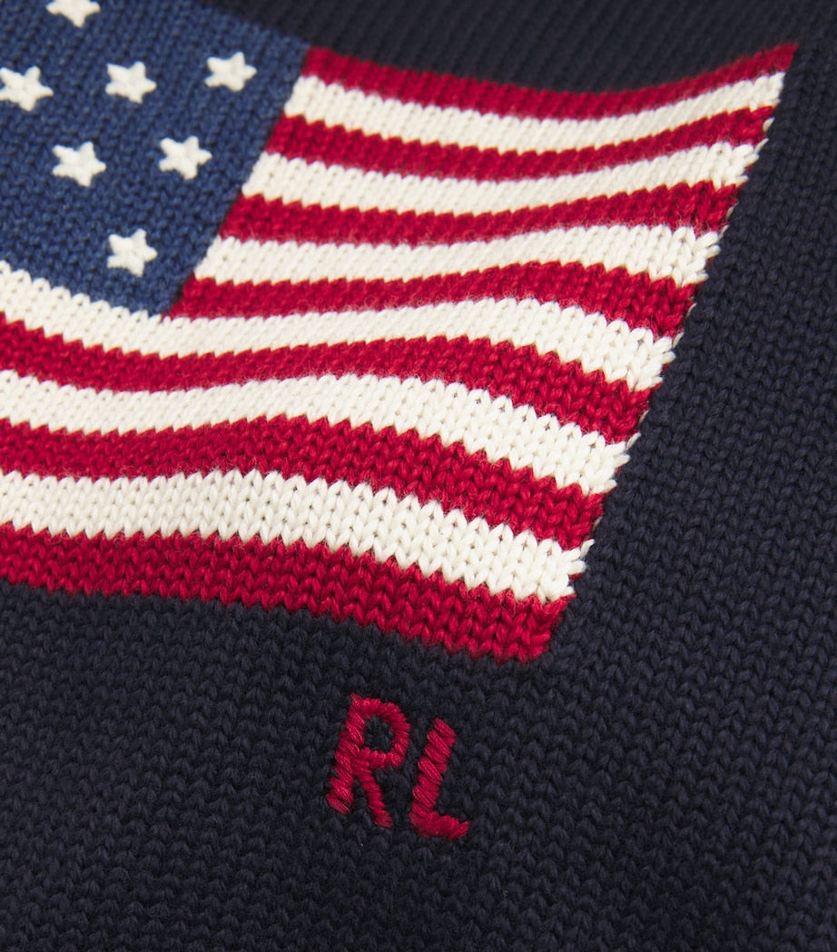 Polo Ralph Lauren Navy Cotton American Flag Sweater