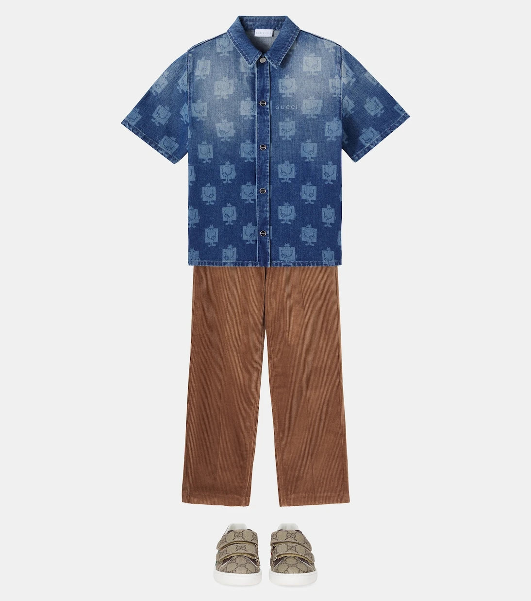 Gucci Kids - قميص بولينج جينز مطبوع