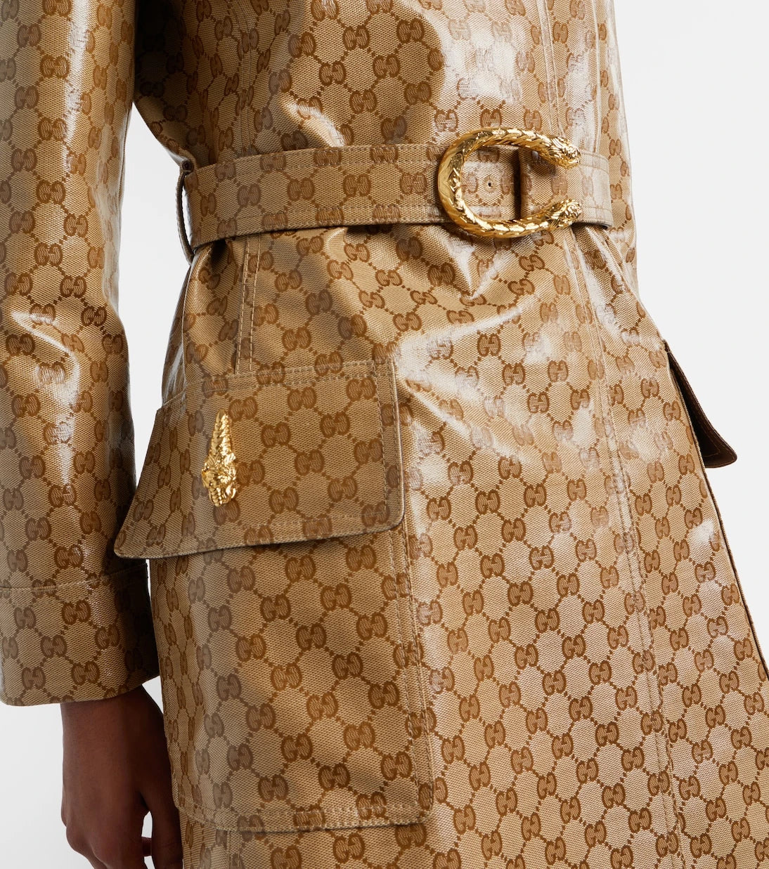 Gucci - GG Canvas belted coat