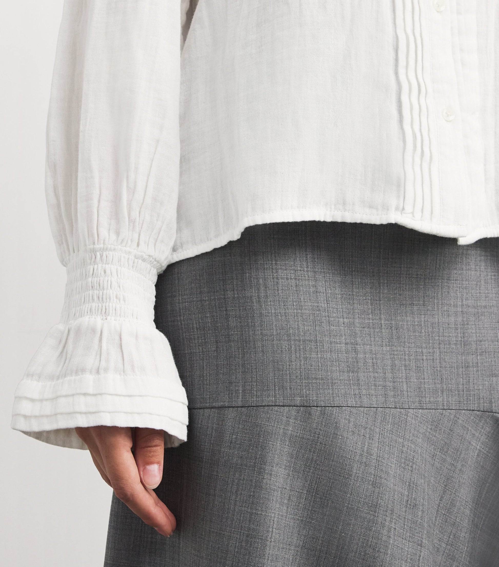 Cotton Pleated Blouse SOFT WHITE