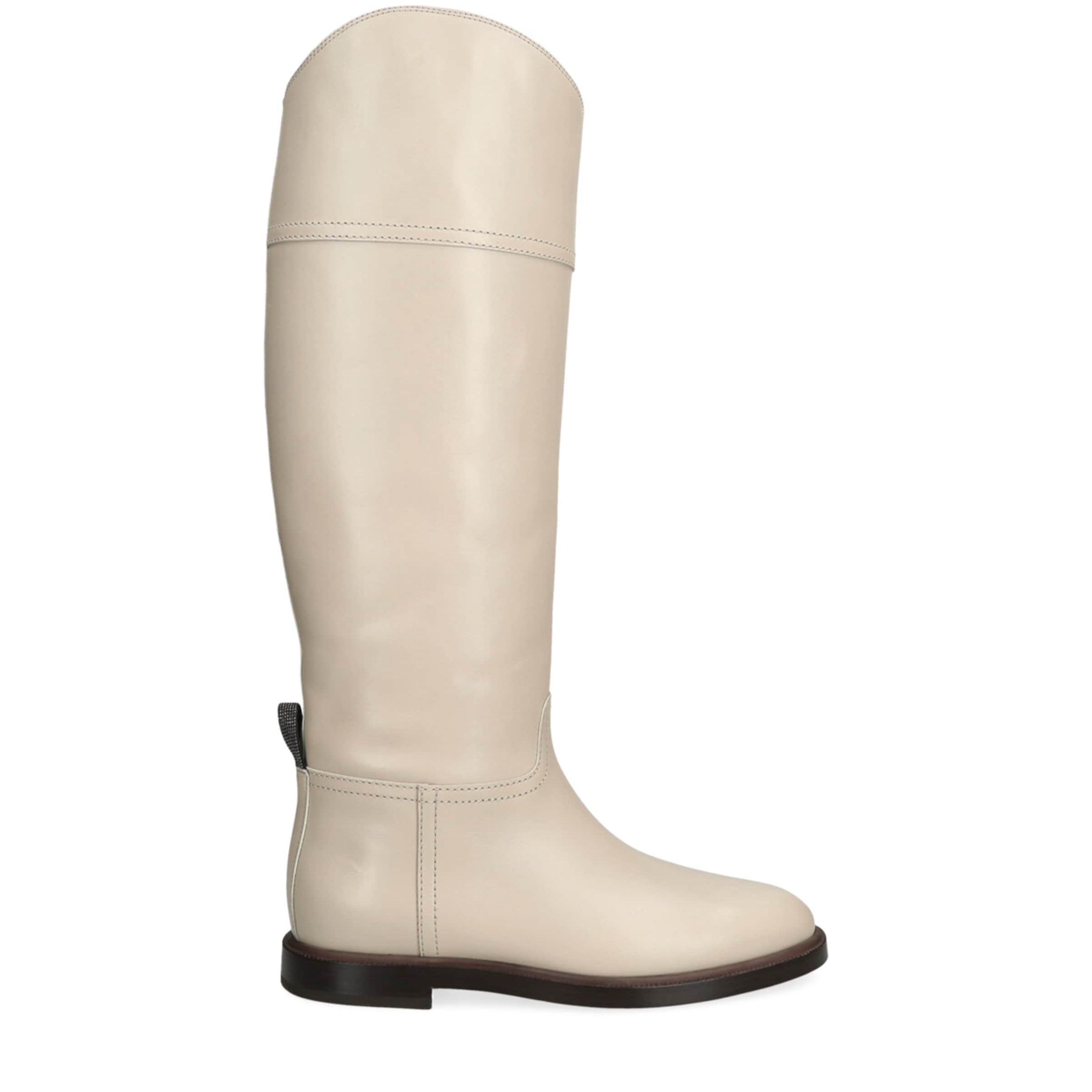 Brunello Cucinelli White Leather Riding Boots