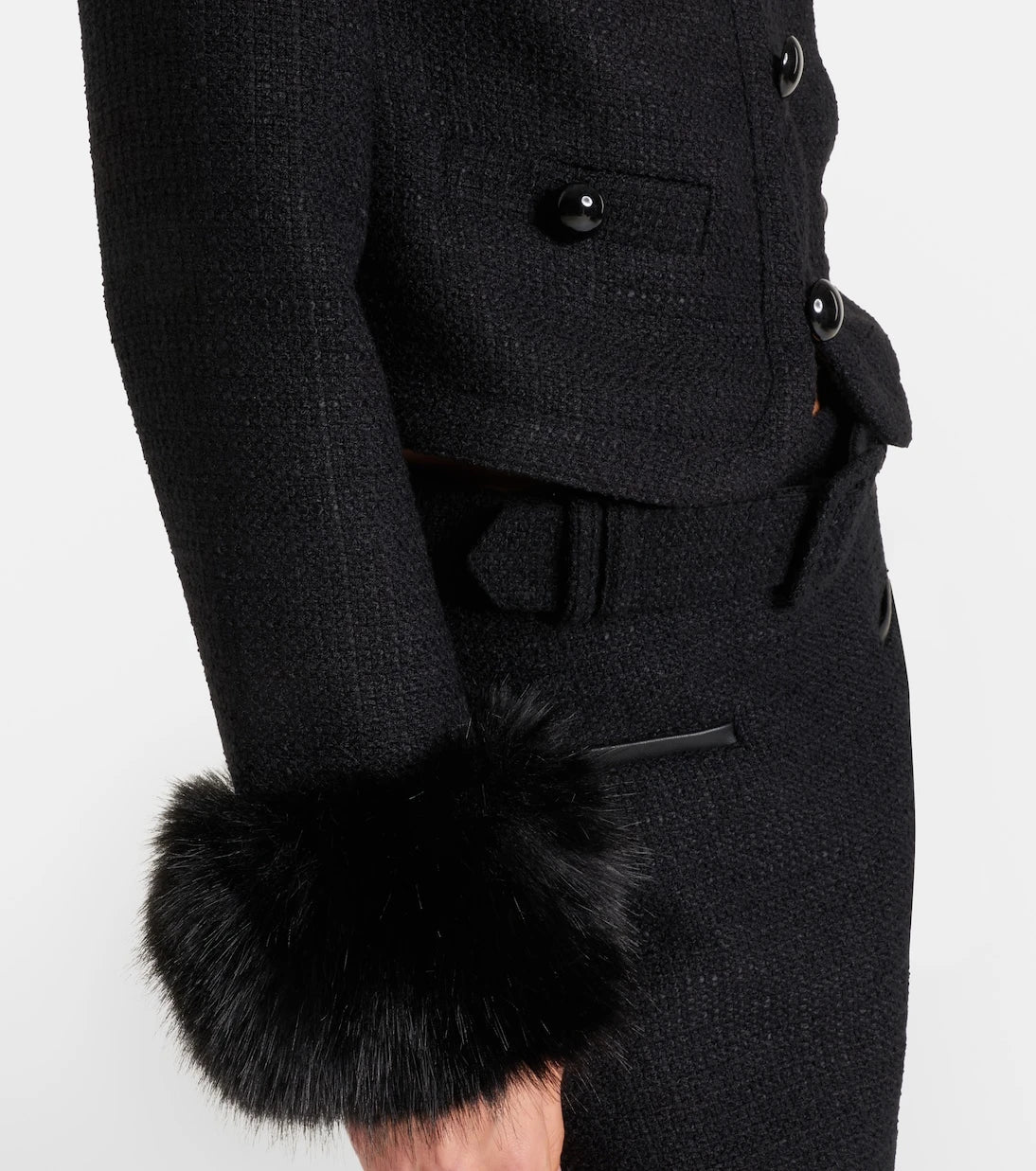 Self-Portrait - Belted tweed miniskirt