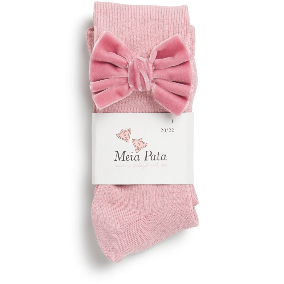 Meia Pata Velvet-Bow Knee-High Socks