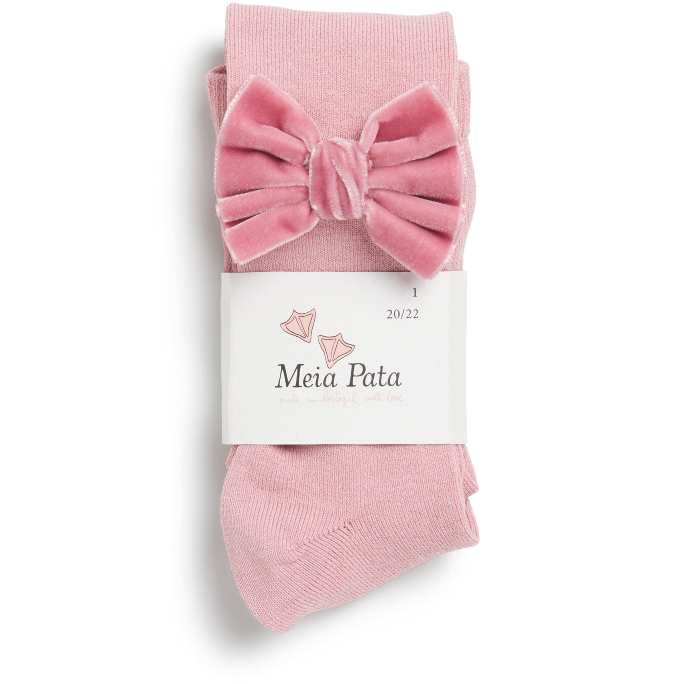 Meia Pata Velvet-Bow Knee-High Socks
