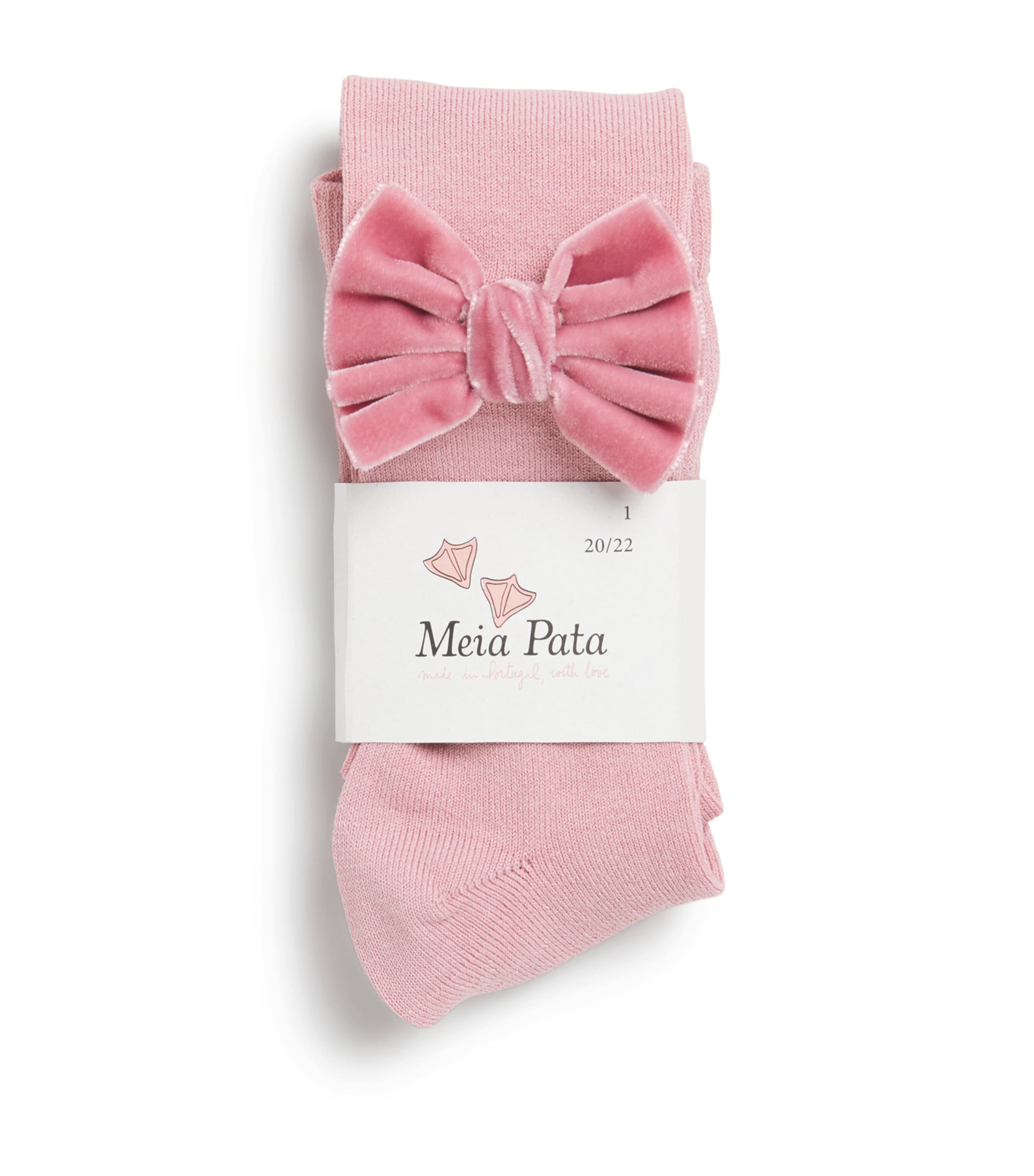 Meia Pata Velvet-Bow Knee-High Socks