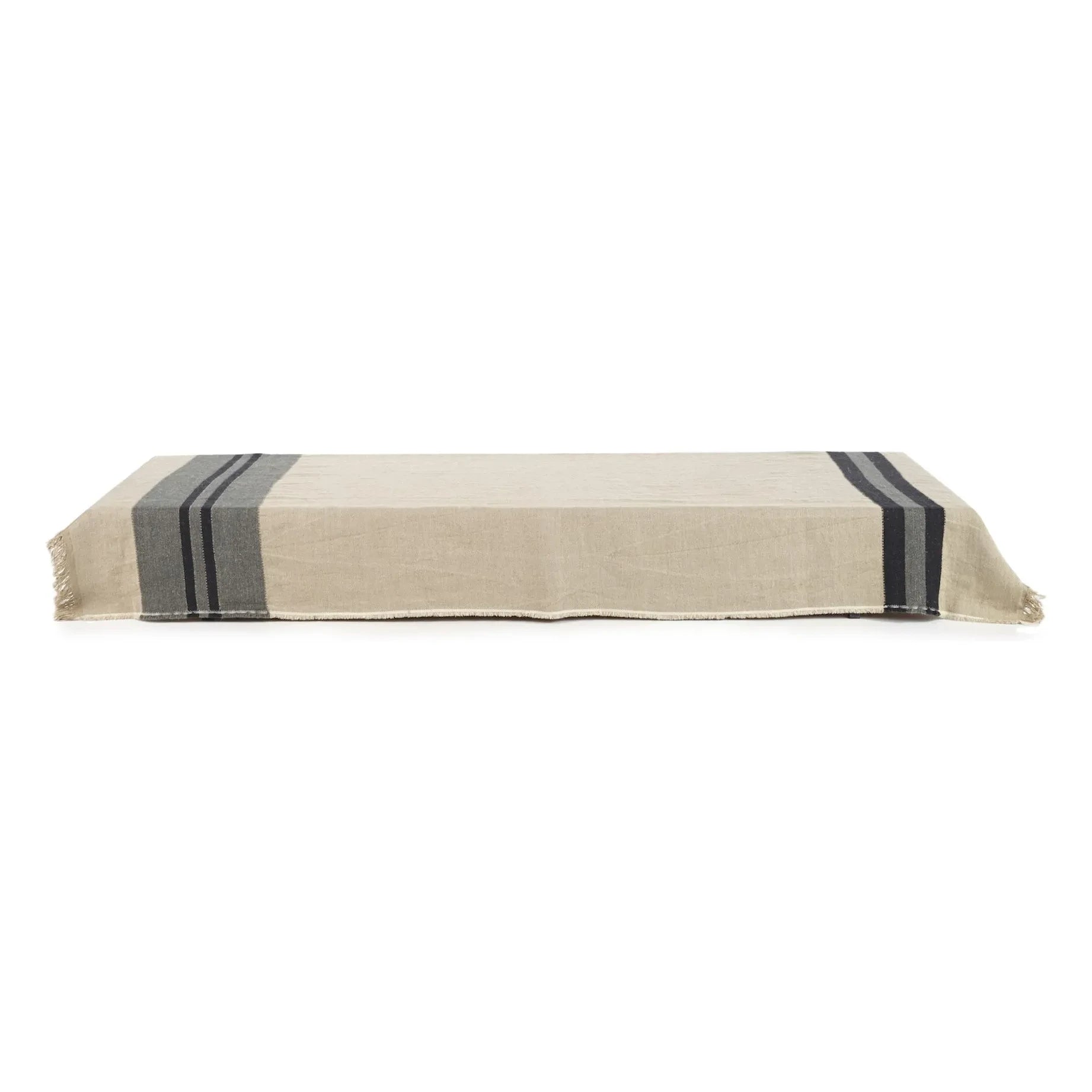 Libeco - Black House Stripe linen throw | Carbon