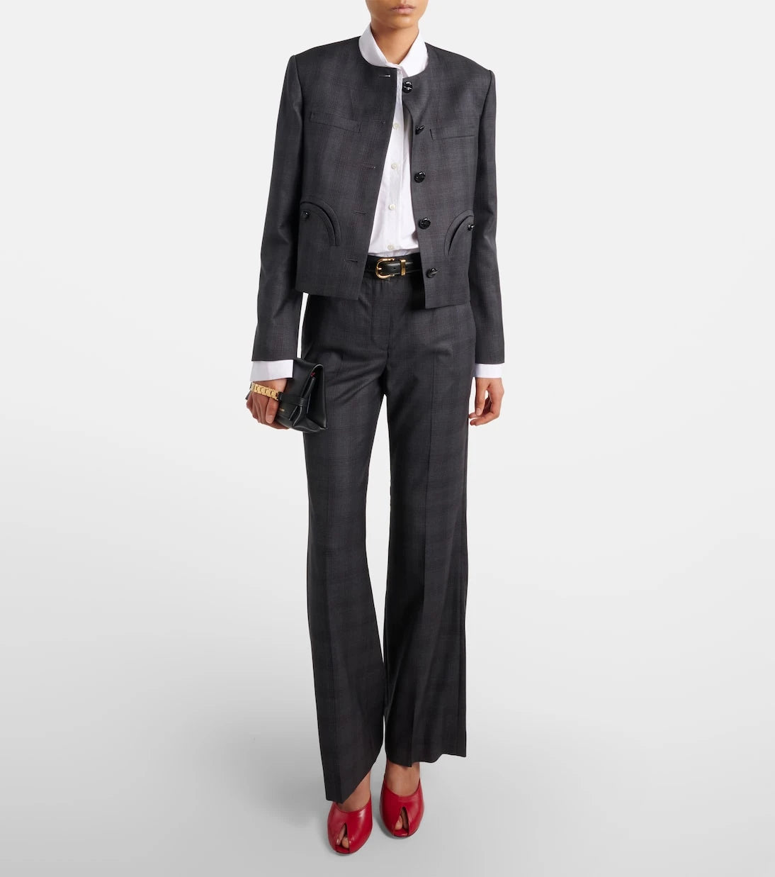 Blazé Milano - Lundy checked virgin wool flared pants