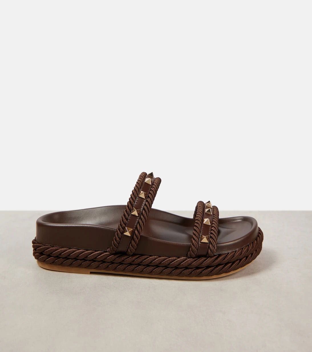 Valentino Garavani - Rockstud Torchon leather-trimmed sandals