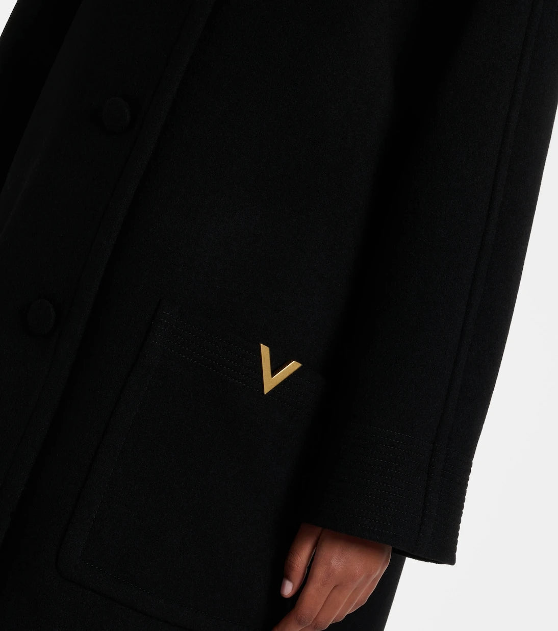 Valentino - Shearling-trimmed virgin wool coat