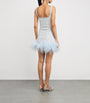 Clio Peppiatt Blue Feather-Trim Mini Dress