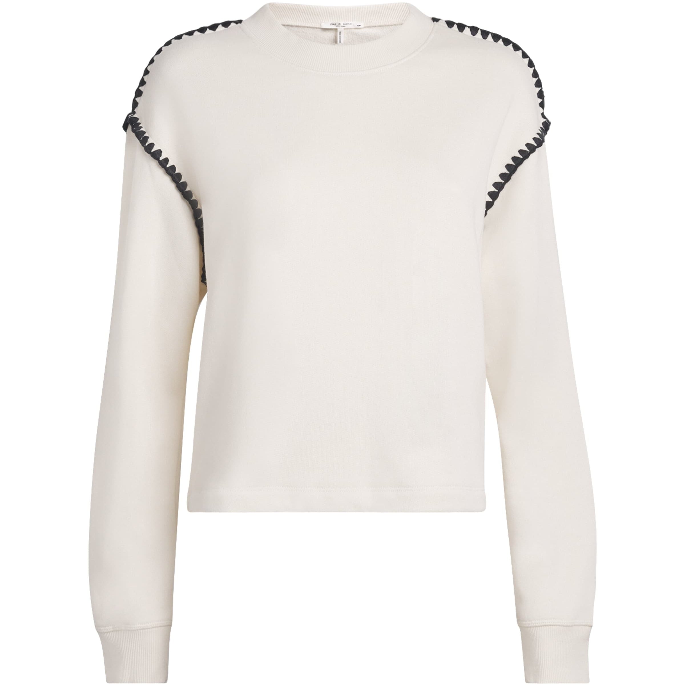 Ivory Vintage Terry Blanket-Stitch Sweatshirt