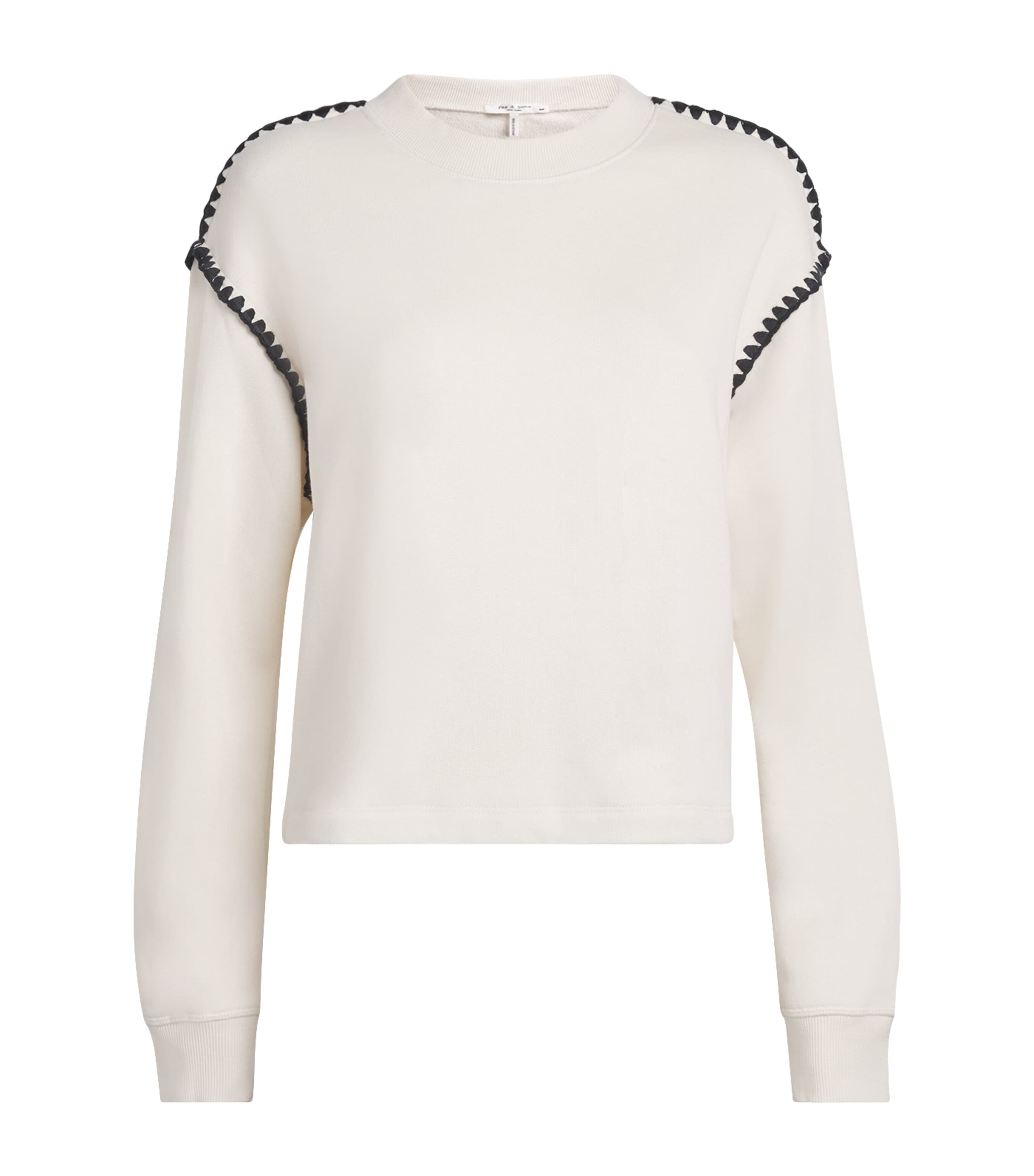 Ivory Vintage Terry Blanket-Stitch Sweatshirt