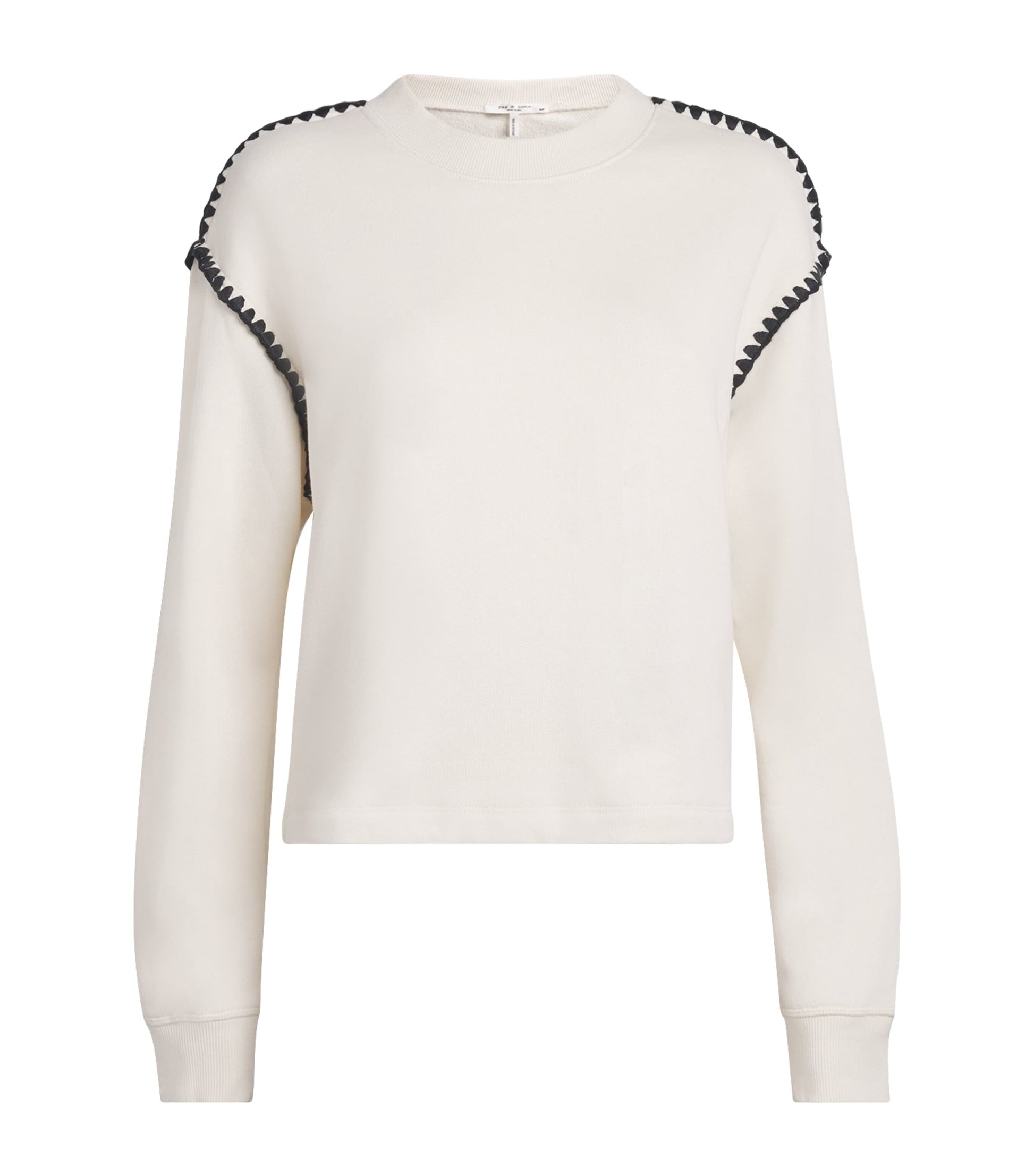 Ivory Vintage Terry Blanket-Stitch Sweatshirt