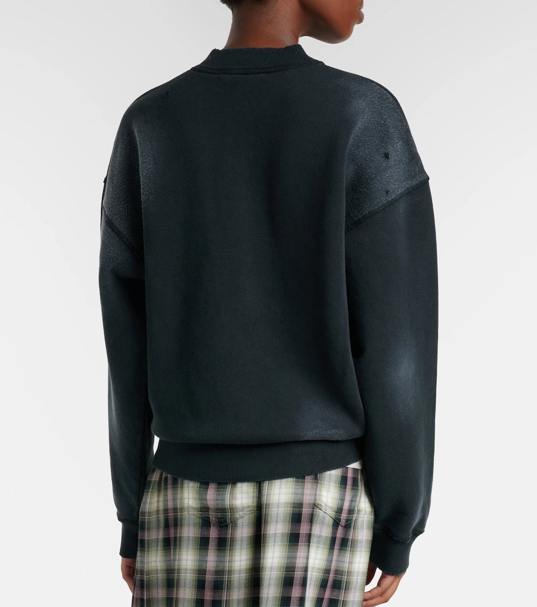 Acne Studios - سويت شيرت من القطن الممزق بشعار الماركة