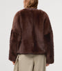LOEWE Brown Leather Fur-Covered Cardigan