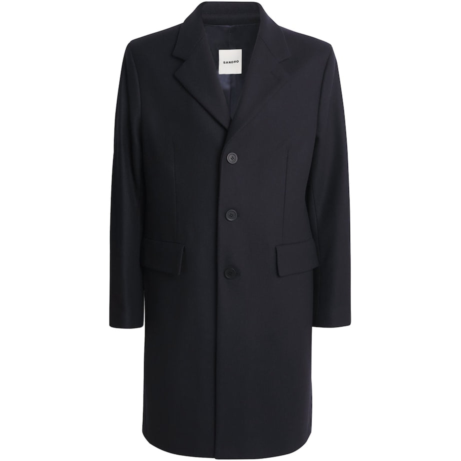 Sandro Paris Blue Wool-Blend Apollo Overcoat