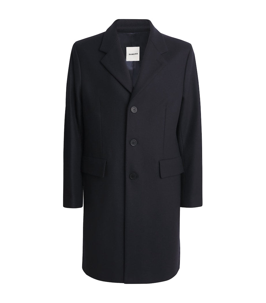 Sandro Paris Blue Wool-Blend Apollo Overcoat