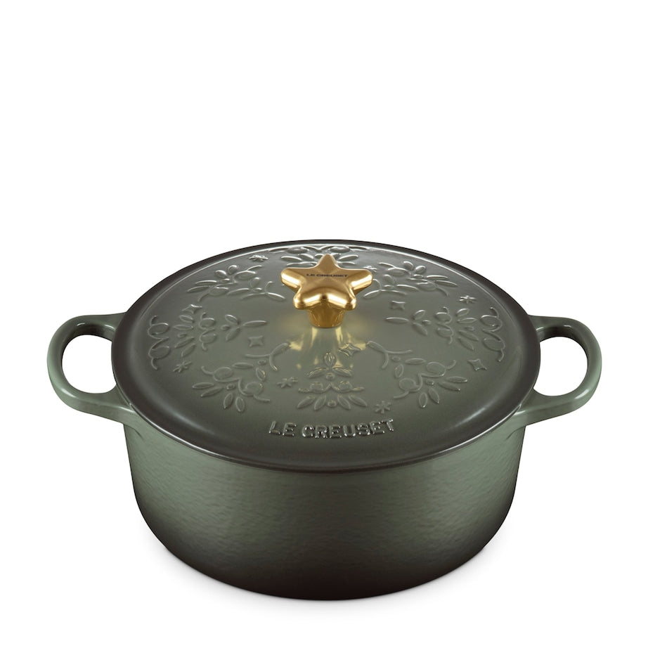 Cast Iron Christmas Round Casserole Dish (24 cm)