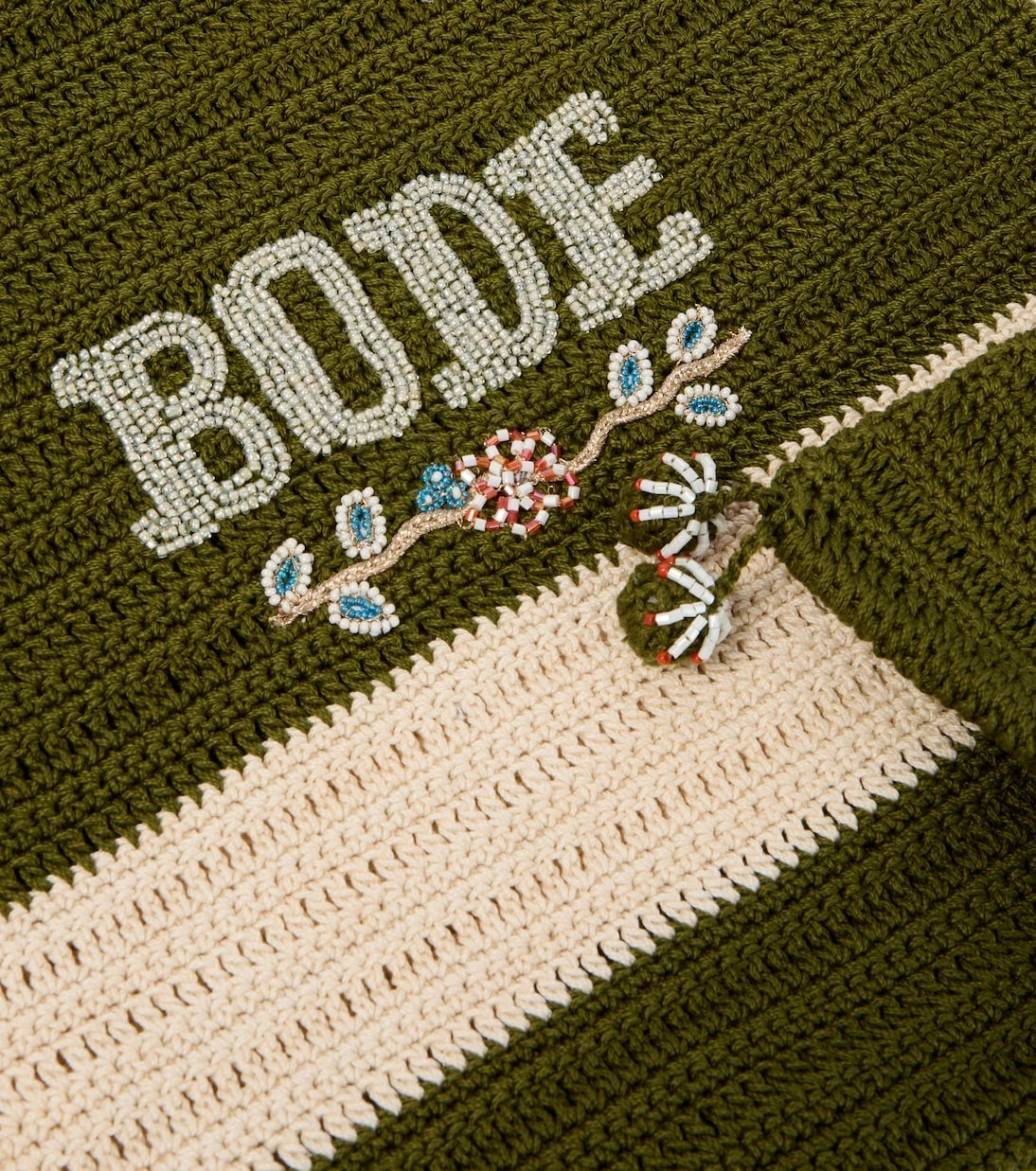 Bode - Marsh beaded crochet tote bag