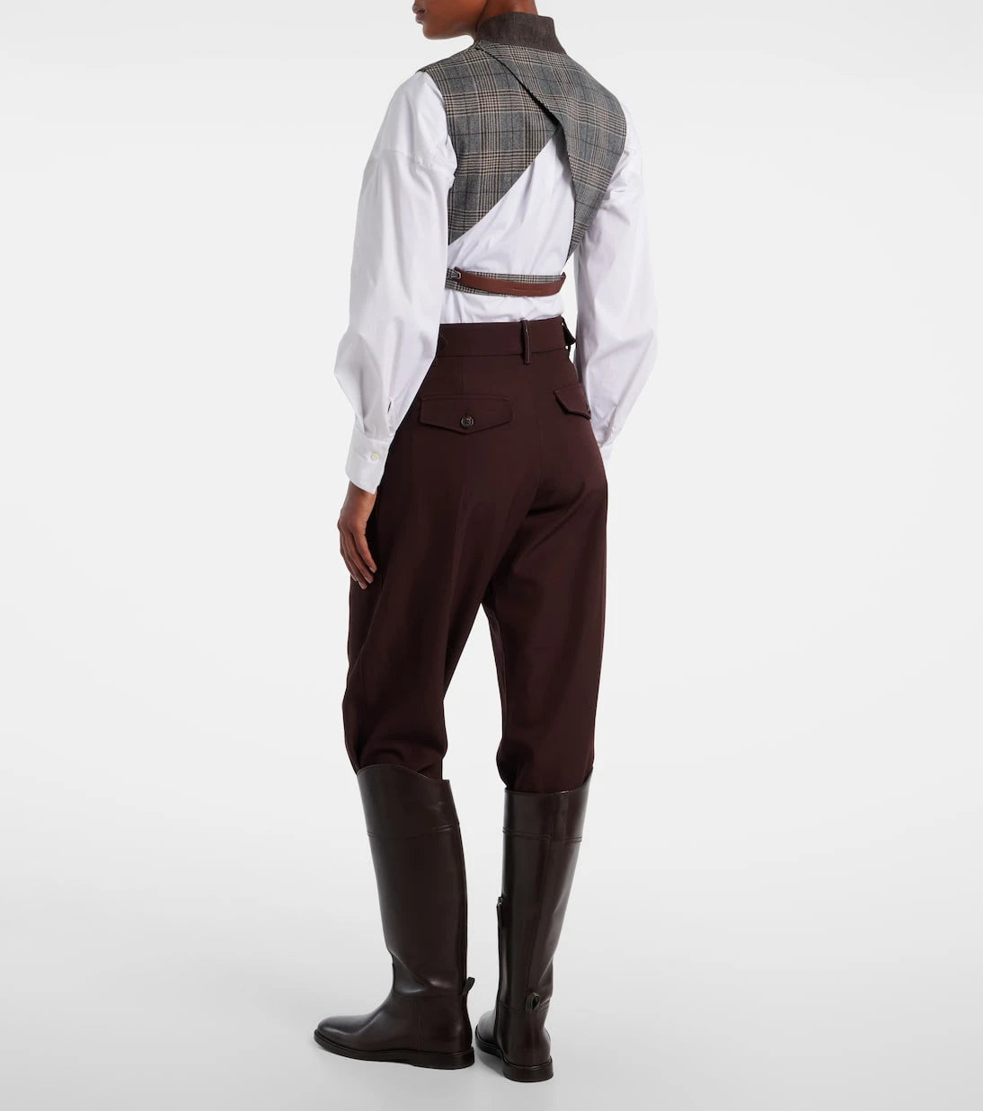 Brunello Cucinelli - Belted checked virgin wool vest