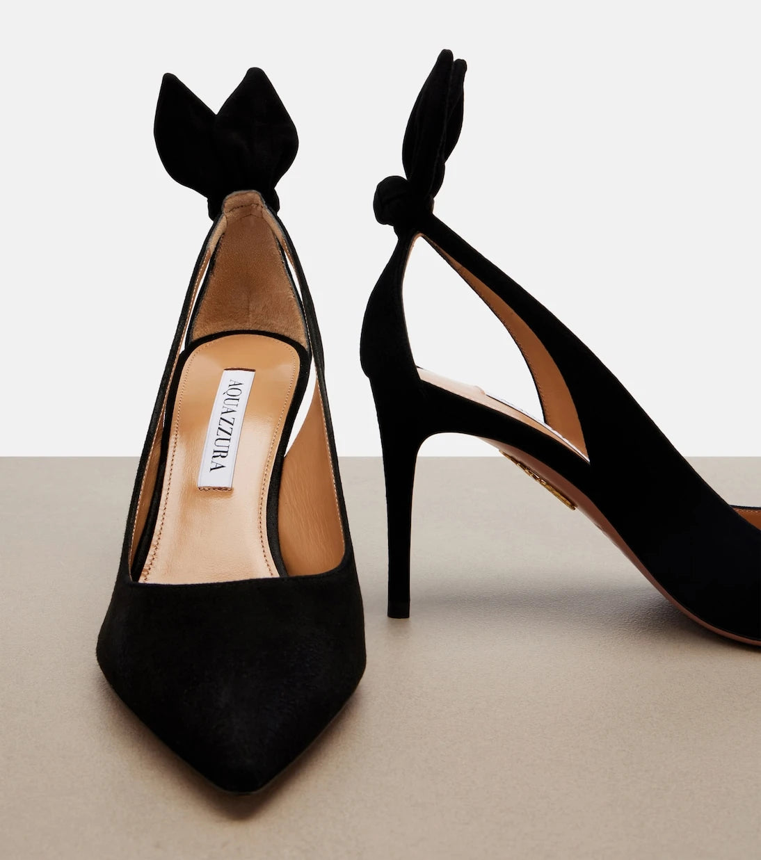 Aquazzura - حذاء "باو تاي 85" من الشامواه بكعب عالٍ