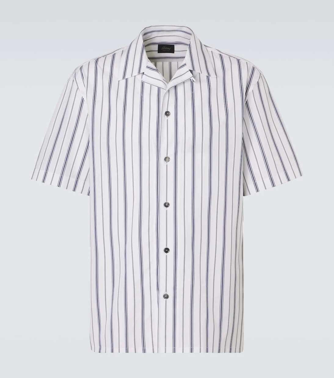 Brioni - Striped cotton poplin bowling shirt