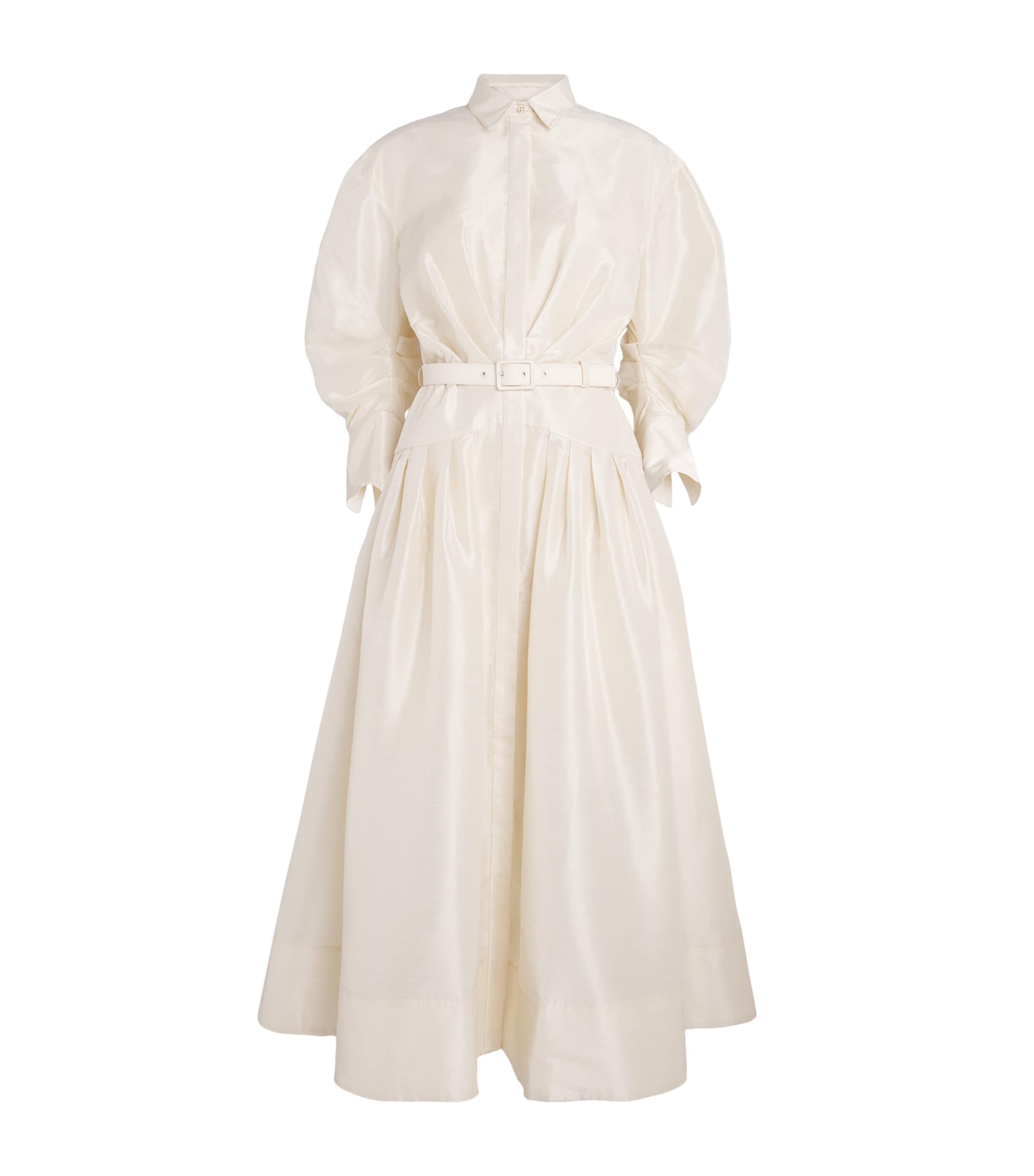 Taffeta Maple Midi Shirt Dress CREAM
