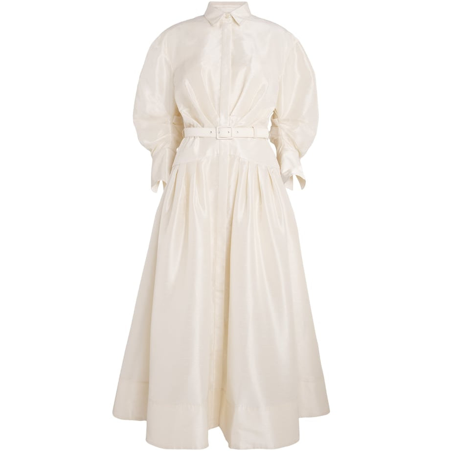 Taffeta Maple Midi Shirt Dress CREAM